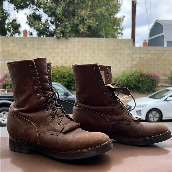 Justin Boots Brown Leather Rugged Ankle Boots - Picture 4 of 4